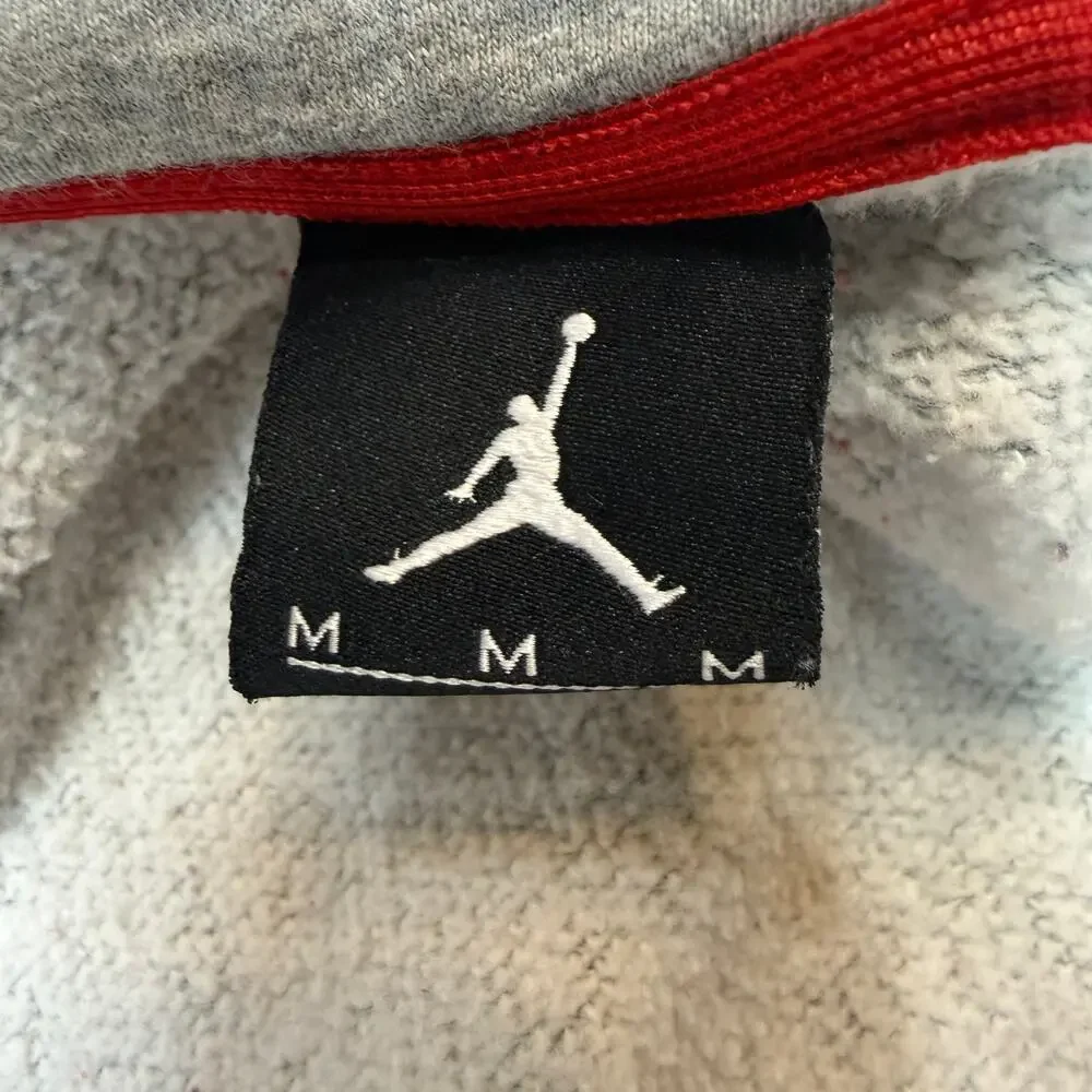 Mens Jordan Jumpman Snap Front‎ Hoodie Jacket M Gray Red Streetwear